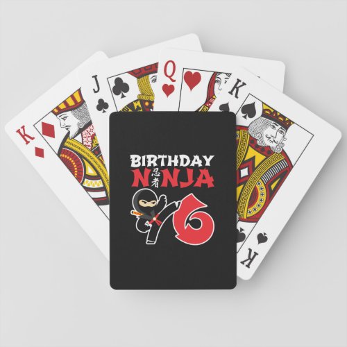 Kids Birthday Ninja _ 6 Year Old Party Theme Playing Cards