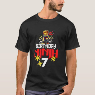Kids Birthday Ninja 7 Year Old Celebration Party T-Shirt