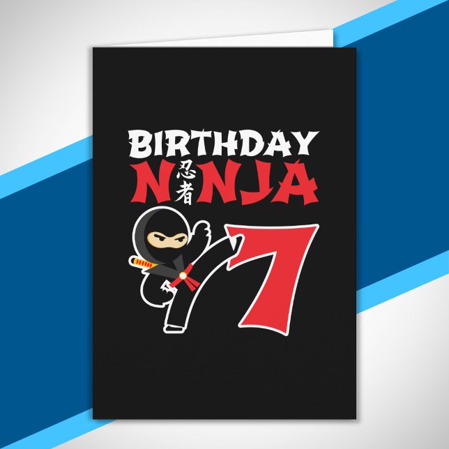 Kids Birthday Ninja - 7 Year Old Party Theme Card (Creator Uploaded)