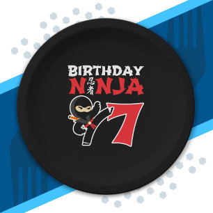 Kids Birthday Ninja - 7 Year Old Party Theme Paper Plates