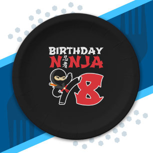 Kids Birthday Ninja - 8 Year Old Party Theme Paper Plates