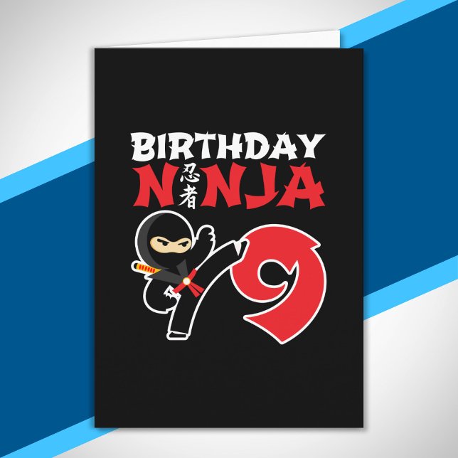 Kids Birthday Ninja - 9 Year Old Party Theme Card (Creator Uploaded)