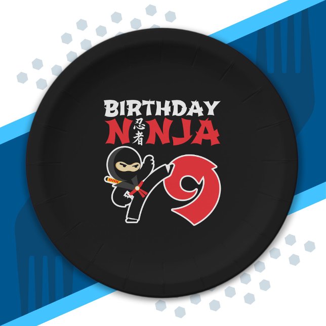 Kids Birthday Ninja - 9 Year Old Party Theme Paper Plates (Creator Uploaded)