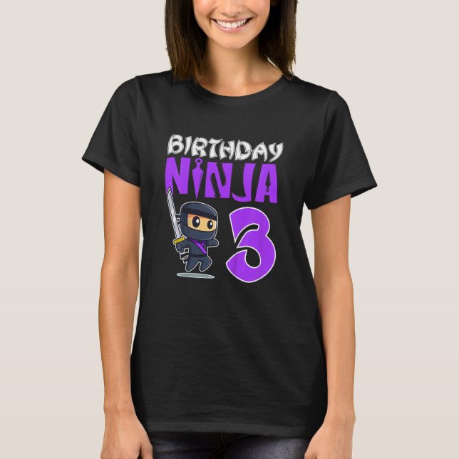 Kids Birthday Ninja For 3 Year Old Little Ninja 3r T-Shirt (Front)