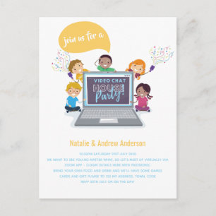 KIDS Birthday Online Video Chat Virtual LiveStream Postcard
