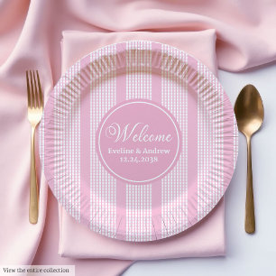 Kids Birthday Paper Plates Pink Tartan Trendy Look