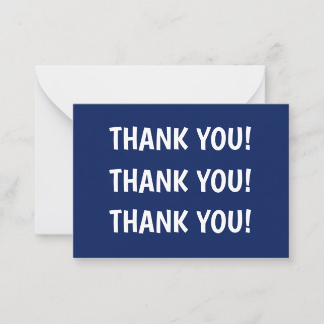 Kid's Birthday Party Blue Thank You Note Card (Front)
