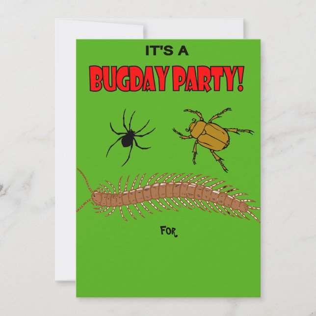 Kid's Birthday Party Bug Themed Invitation (Front)