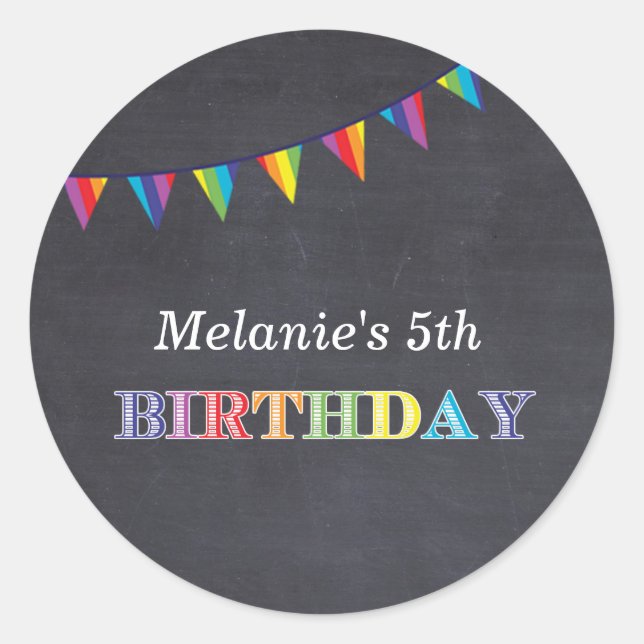 Kids birthday party chalkboard stickers favors (Front)