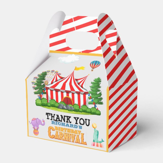 Kid's Birthday Party Circus carnival Theme Favor Boxes (Front Side)