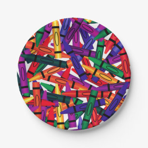 Kids Birthday Party Crayon Design 7in Paper Plates
