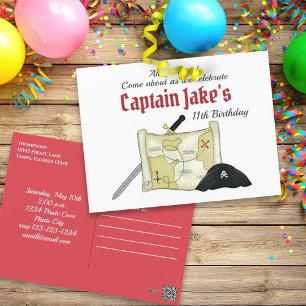 Kids Birthday Party Custom Pirate Invitation Postcard