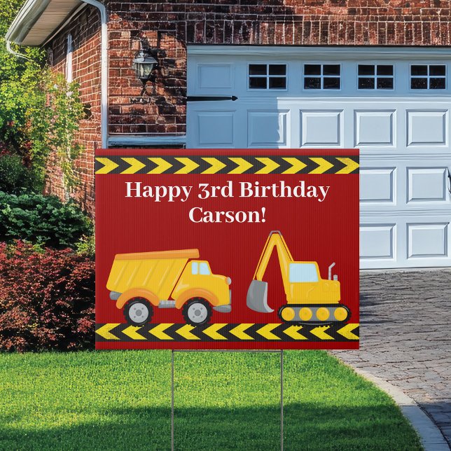 Kids Birthday Party Custom Red Trucks Yard Sign (Creator Uploaded)