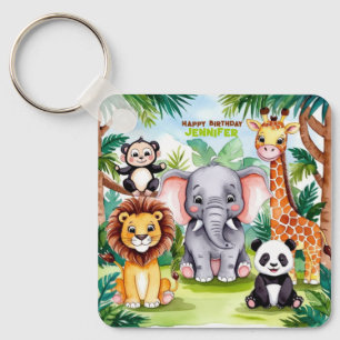 Kids Birthday Party Cute Animals Safari Jungle Keychain
