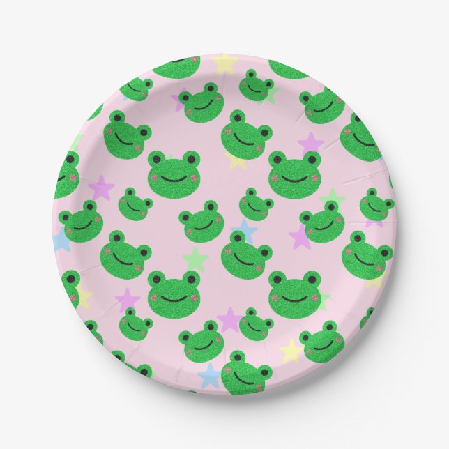 Kids Birthday Party Cute Frog Paper Plates (Front)