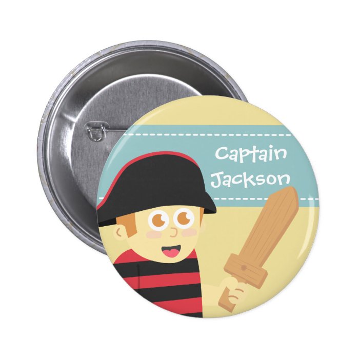 Kids Birthday Party Cute Pirate Boy Theme Pinback Button