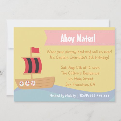Kids Birthday Party: Cute Pirate Girl Theme Announcement
