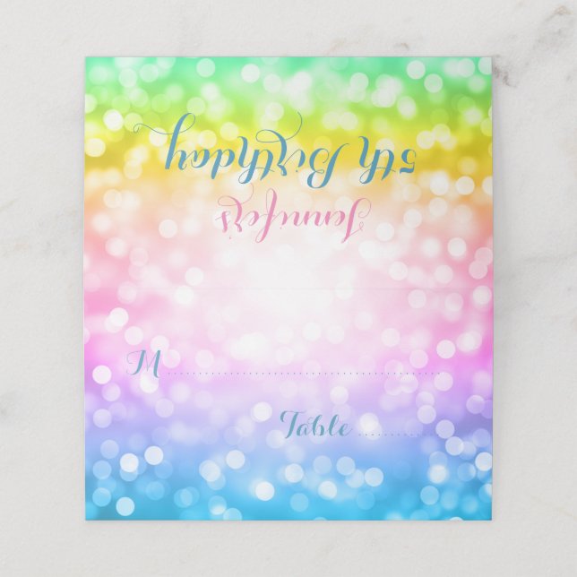Kids Birthday Party Escort Card Unicorn Rainbow (Outside Unfolded)