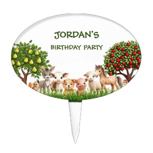 Kids Birthday Party Farm Animals for Boy Cake Topper