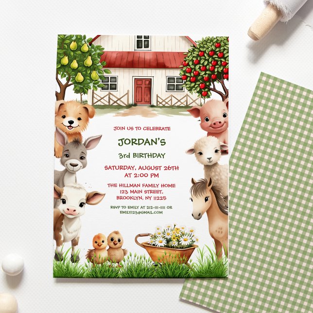 Kids Birthday Party Farm Animals for Boy  Invitation (Creator Uploaded)