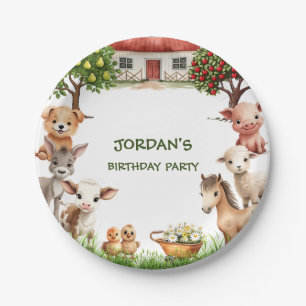 Kids Birthday Party Farm Animals for Boy Paper Plates