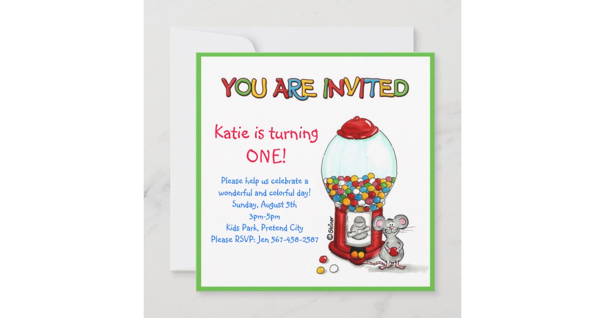 Kids Birthday Party - Gumball Invitation - | Zazzle