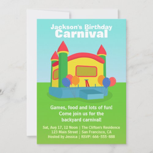 Kids Birthday Party _ Happy Backyard Carnival Invitation