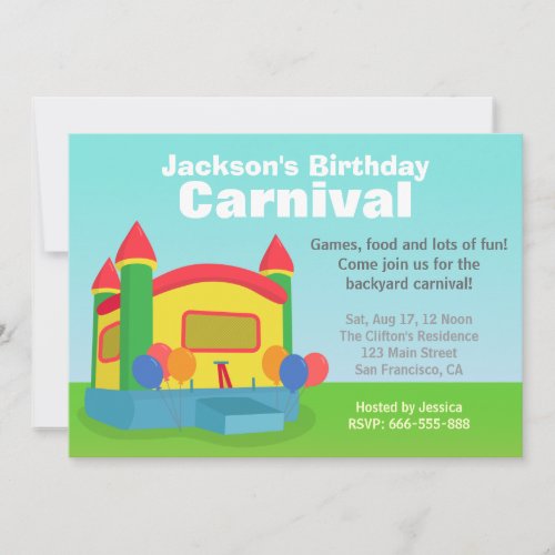 Kids Birthday Party _ Happy Backyard Carnival Invitation