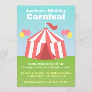 Kids Birthday Party - Happy Backyard Carnival Invitation