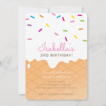 KIDS BIRTHDAY PARTY ice cream cone pink sprinkles Invitation<br><div class="desc">by kat massard >>> www.simplysweetPAPERIE.com <<< A super cute icecream cone themed invitation design for your child's BIRTHDAY. Wow your friends and family with this little number ;D Setup as a template it is simple for you to add your own details, or hit the customize button and you can add...</div>