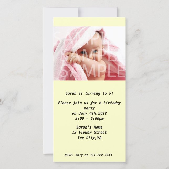 Kid's birthday party invitation (Front)