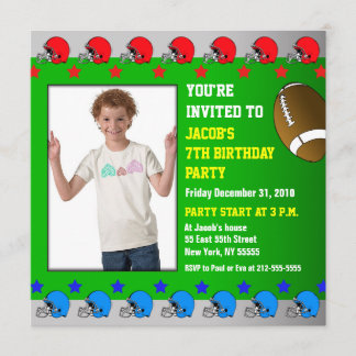 Kids Birthday Party Invitation Add Photo Football