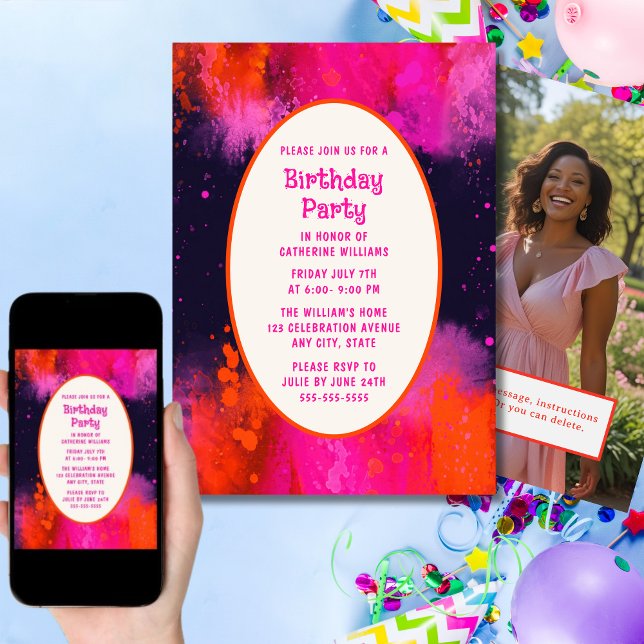 Kids Birthday Party Invitation Any Age Psychedelic (Creator Uploaded)