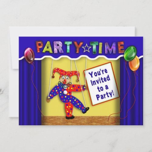 Kids Birthday Party Invitation Puppets Invitation