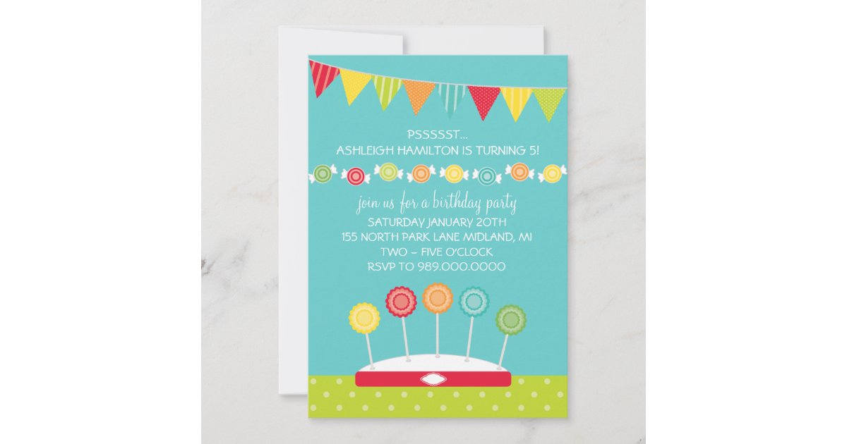 Kids Birthday Party Invitations (Candy Theme) | Zazzle.com