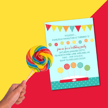 Kids Birthday Party Invitations (candy Theme) by whupsadaisy4kids at Zazzle