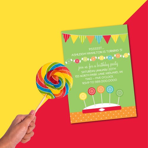 Kids Birthday Party Invitations Candy Theme