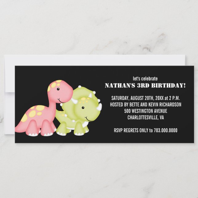 Kids Birthday Party Invitations (Dinosaurs) (Front)