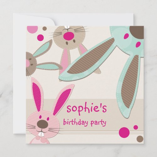 BIRTHDAY PARTY INVITES :: bunny's peeking 3SQ