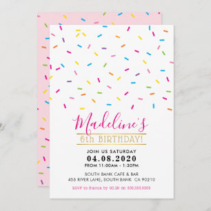 KIDS BIRTHDAY PARTY INVITE cute colorful sprinkles