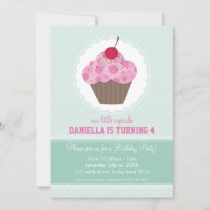 KIDS BIRTHDAY PARTY INVITE cute cupcake design