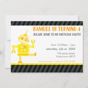 KIDS BIRTHDAY PARTY INVITE cute dancing robot