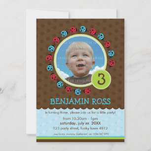 KIDS BIRTHDAY PARTY INVITE cute ladybird bug