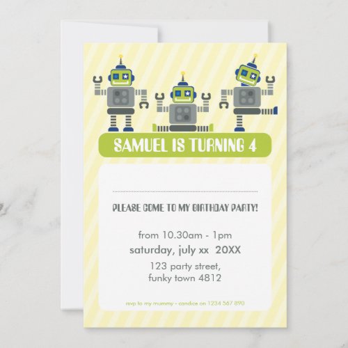 BIRTHDAY PARTY INVITES :: robotsx3 1P