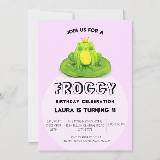 Kids Birthday Party King Frog Invitation (Front)