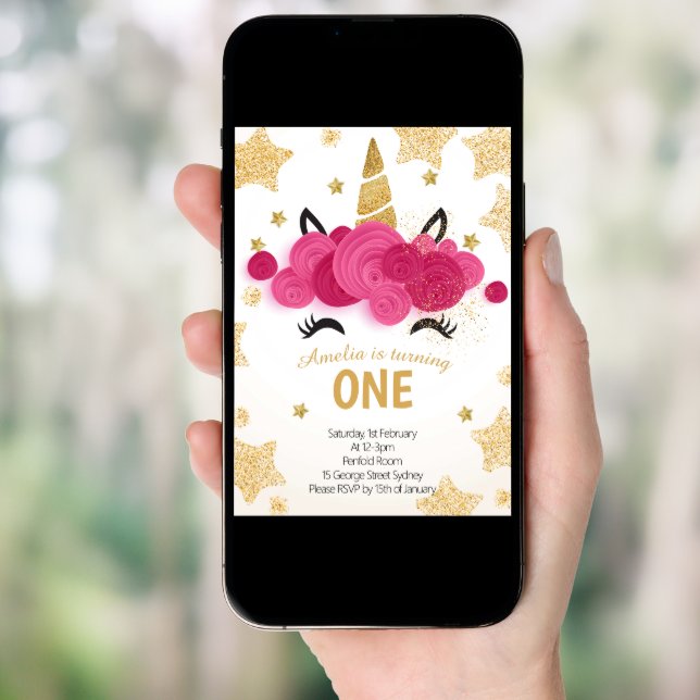 Kids Birthday Party Magic Unicorn Invitation (Front Digital)