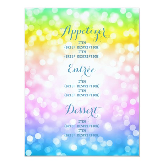 kids birthday party menu unicorn rainbow invitation zazzle com