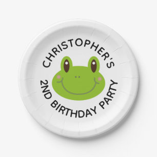 Kids Birthday Party Personalized Frog Paper Plates