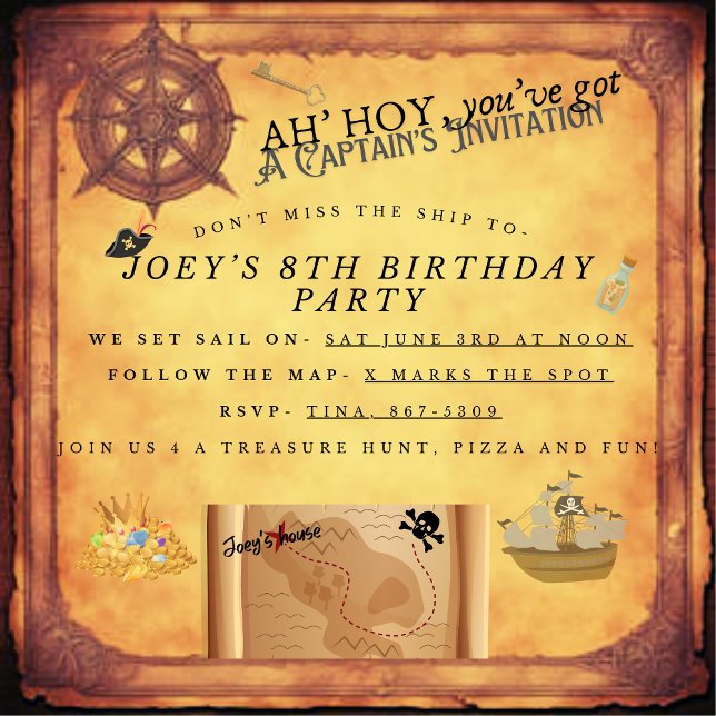 Kids Birthday Party Pirates Invitation (Creator Uploaded)