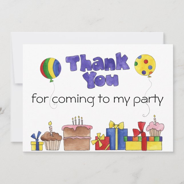 Kids Birthday Party Thank You cards Personalized I (Front)